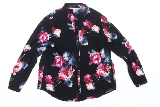 Joules Womens Multicoloured Floral Button-Up Shirt UK 14 Long Sleeve