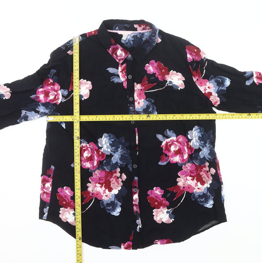 Joules Womens Multicoloured Floral Button-Up Shirt UK 14 Long Sleeve