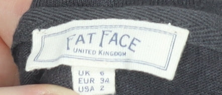 Fat Face Womens Black Linen T-Shirt Size 6 Scoop Neck Short Sleeve