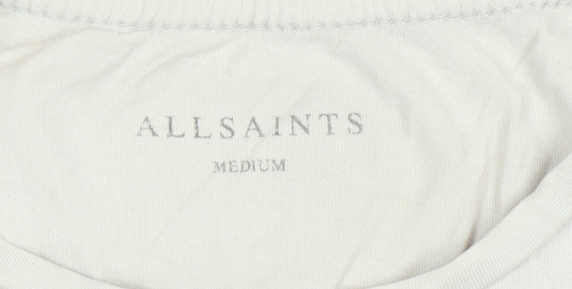 AllSaints Men’s Beige Cotton Slim Fit Crew Neck T-Shirt Size M