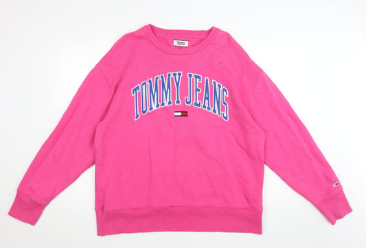 Tommy Jeans Womens Pink XL Pullover Sweatshirt Logo Graphic Casual