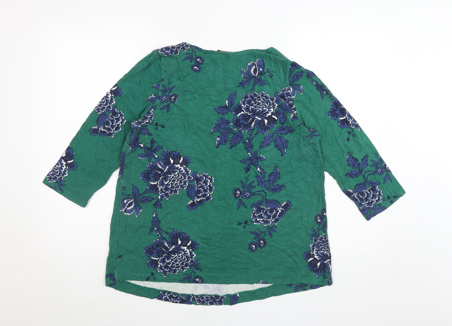 Joules Womens Green Floral Tunic Blouse Size 14 Viscose Stretch