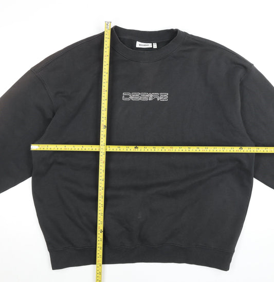 Weekday Unisex Black Pullover Sweatshirt M Cotton Blend Logo
