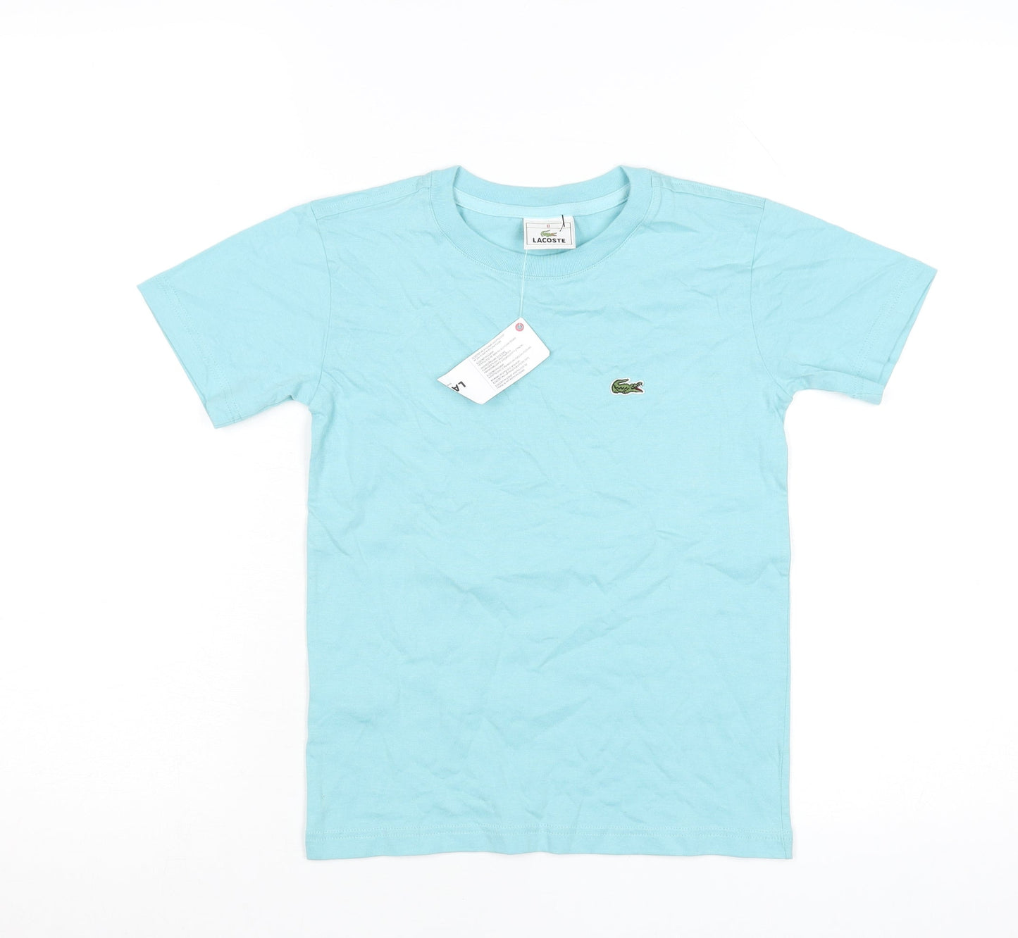 Lacoste Boys Blue Crew Neck Logo T-Shirt 8 Years Short Sleeve Cotton