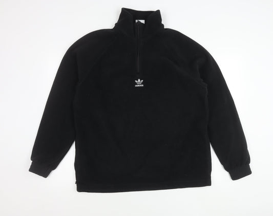 Adidas Mens Black Fleece Sweatshirt Pullover Size M 1/4 Zip Logo