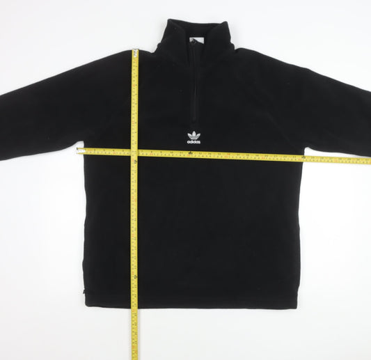 Adidas Mens Black Fleece Sweatshirt Pullover Size M 1/4 Zip Logo