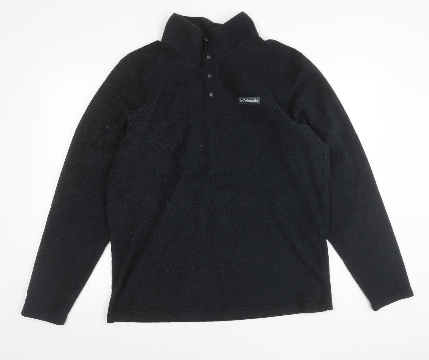 Columbia Men’s Black Fleece Henley Sweatshirt Size L Outdoor Hiking
