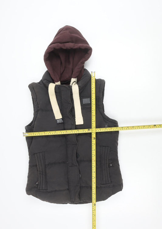 Superdry Women’s Black Puffer Gilet Hoodie Waistcoat Size M