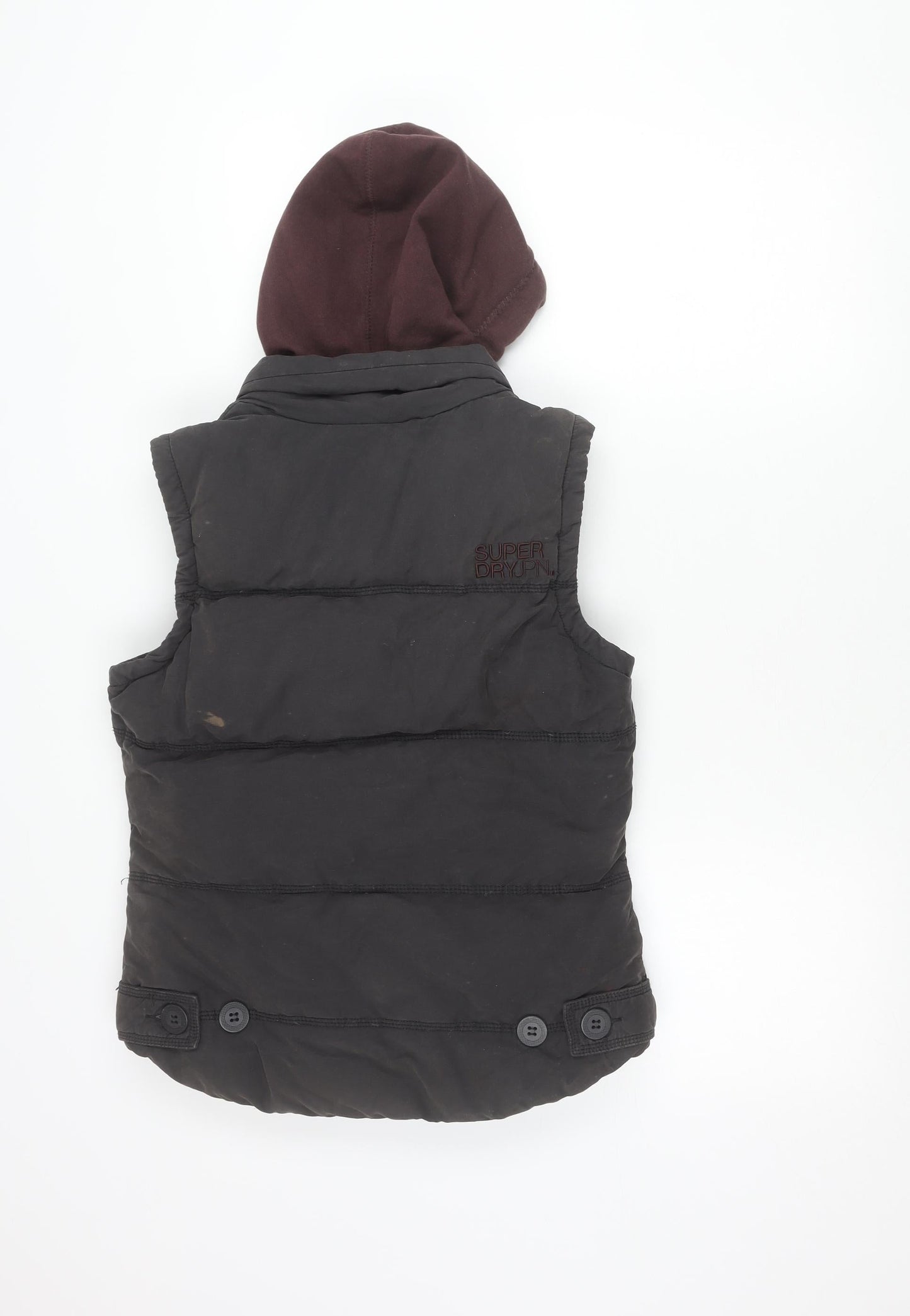 Superdry Women’s Black Puffer Gilet Hoodie Waistcoat Size M