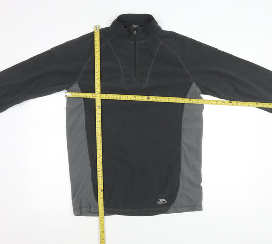 Trespass Mens Black Grey Fleece Sweatshirt L/XL 1/4 Zip Outdoor