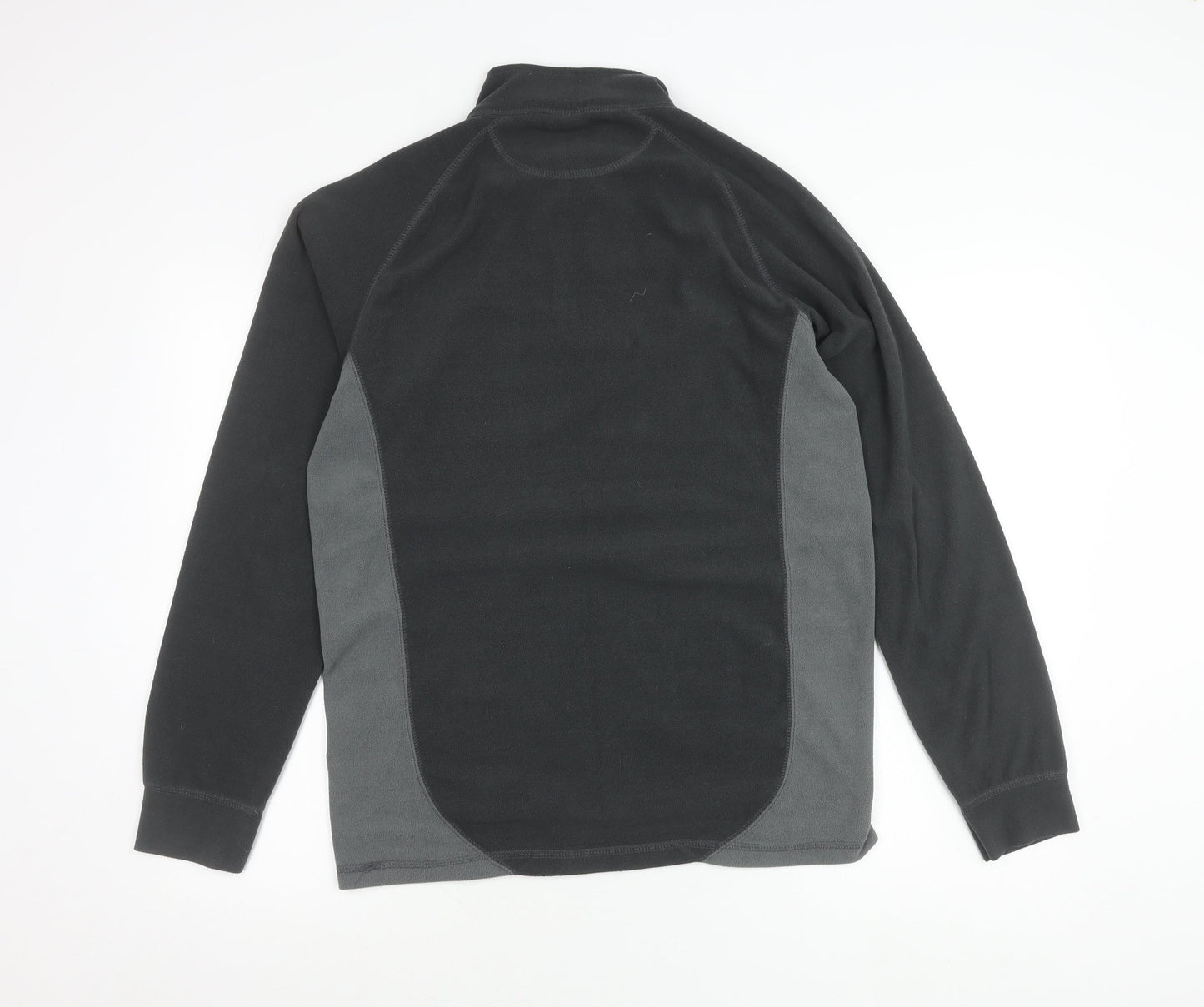Trespass Mens Black Grey Fleece Sweatshirt L/XL 1/4 Zip Outdoor
