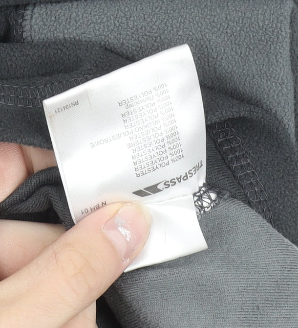 Trespass Mens Black Grey Fleece Sweatshirt L/XL 1/4 Zip Outdoor
