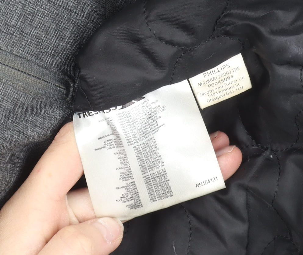 Trespass Men's Grey Parka Jacket M 38-40" Waterproof Hooded Outdoor Coat