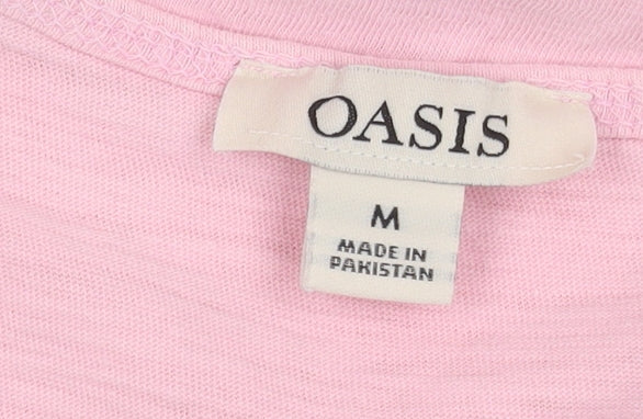 Oasis Womens Pink Cotton Tank Top Size M Scoop Neck Sleeveless