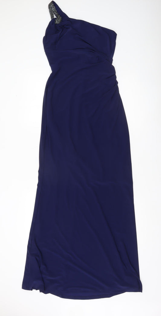 Ralph Lauren Women’s Blue One Shoulder Maxi Evening Dress Size 8