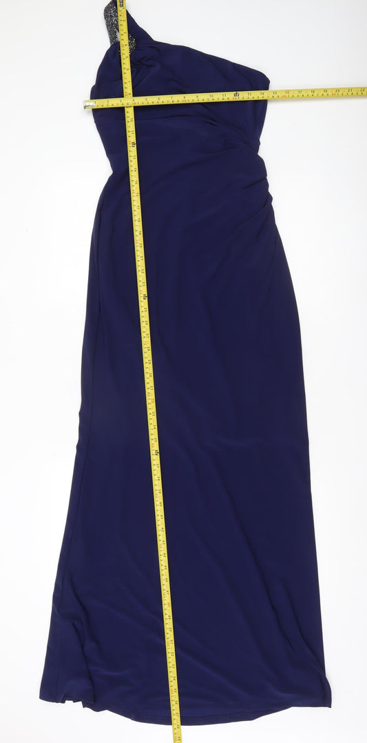 Ralph Lauren Women’s Blue One Shoulder Maxi Evening Dress Size 8