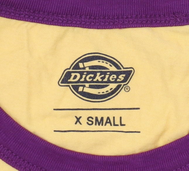 Dickies Womens XS Yellow Ringer T-Shirt Retro Casual Cotton