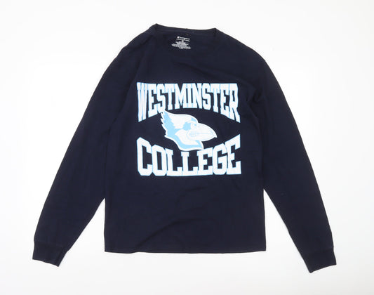 Champion Mens Blue M Long Sleeve Westminster College Graphic Shirt