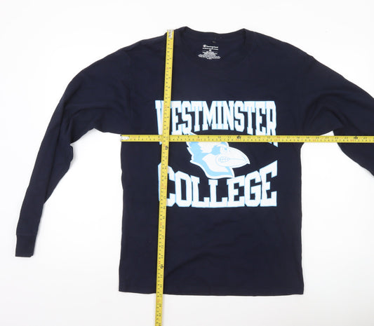 Champion Mens Blue M Long Sleeve Westminster College Graphic Shirt