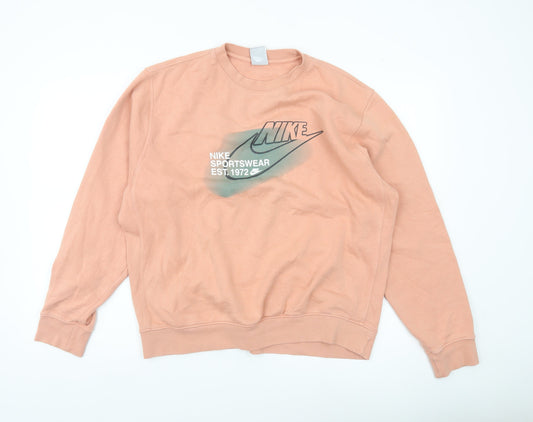 Nike Mens Pink M Pullover Sweatshirt Graphic Logo Sportswear