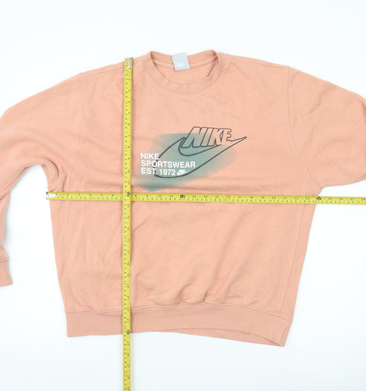 Nike Mens Pink M Pullover Sweatshirt Graphic Logo Sportswear