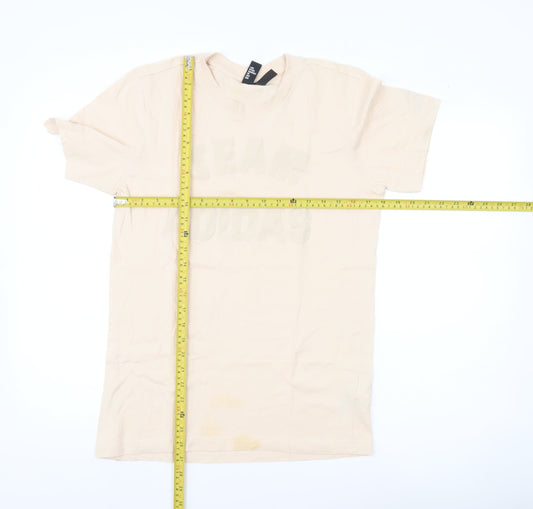 Adidas Men’s Beige Small Graphic Logo T-Shirt Cotton Short Sleeve