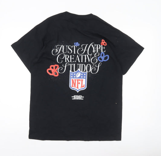 Hype Men’s Black Medium NFL Graphic Print Logo T-Shirt