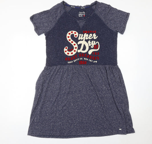 Superdry Women’s Blue XL T-Shirt Dress Casual Raglan Logo