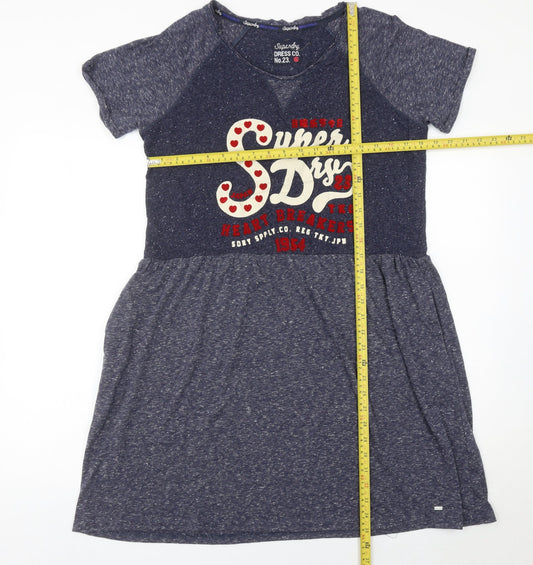 Superdry Women’s Blue XL T-Shirt Dress Casual Raglan Logo