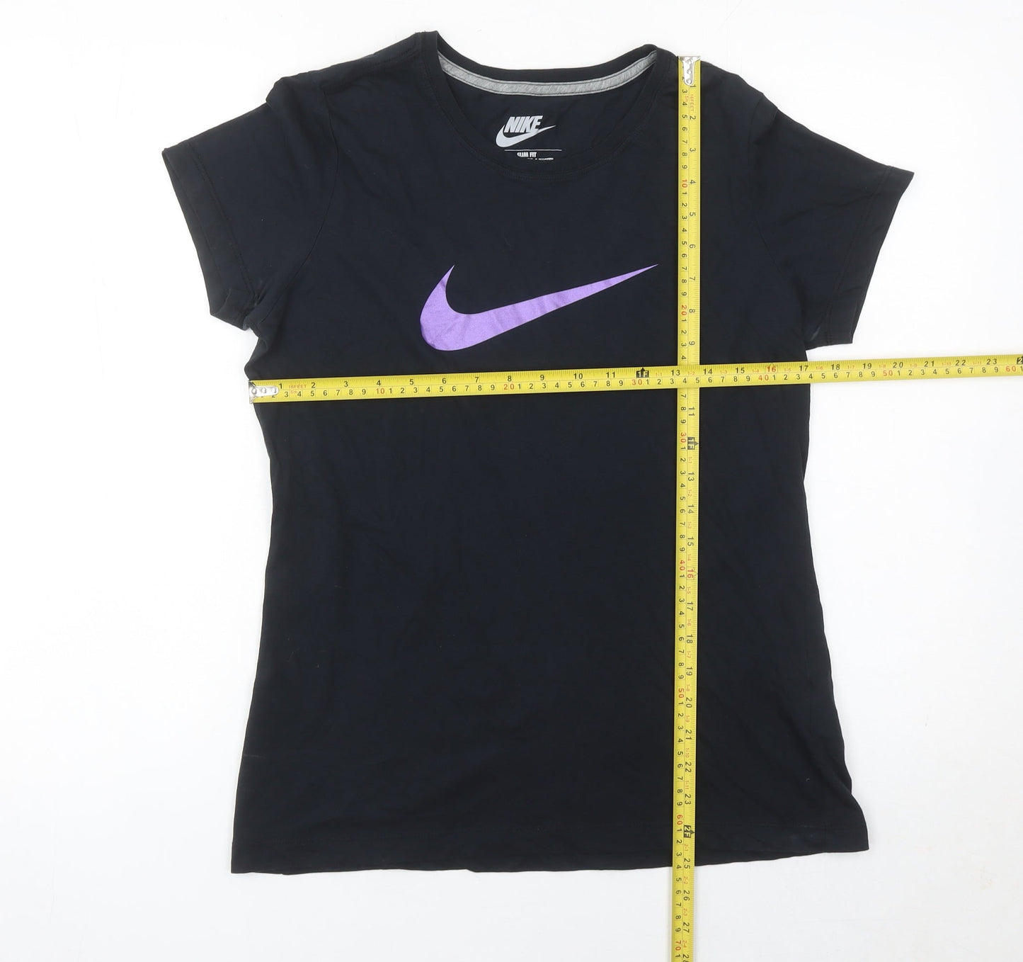 Nike Womens Black Slim Fit Cotton Sports T-Shirt Size L