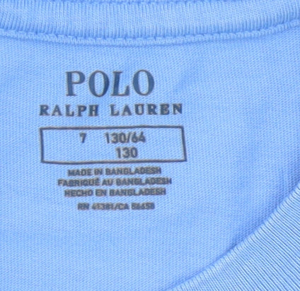 Ralph Lauren Boys Blue Logo T-Shirt Age 7 Years Short Sleeve Cotton