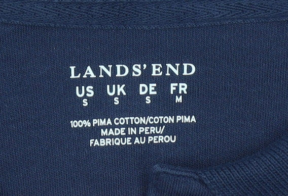Lands' End Womens Polo Shirt Blue Size S Short Sleeve Cotton Classic