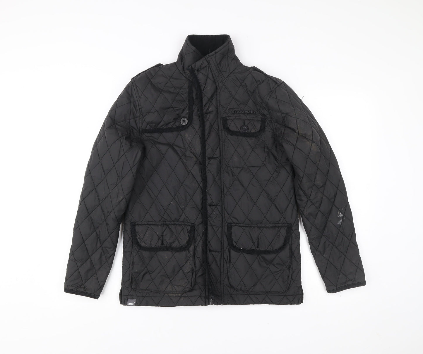 McKenzie Mens Black Quilted Mid-Length Jacket L Regular Polyester