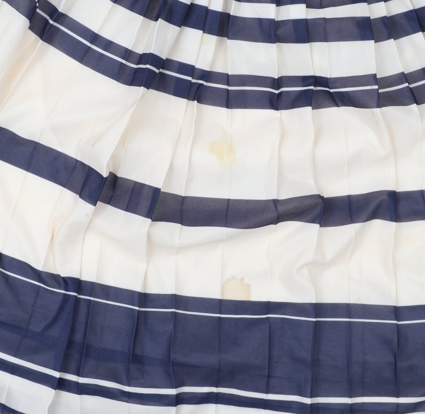 Warehouse Women’s Blue Beige Striped Midi Fit & Flare Dress Size 6