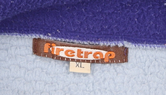 Firetrap Men’s Blue Fleece Sweatshirt XL Pullover Retro Logo Casual