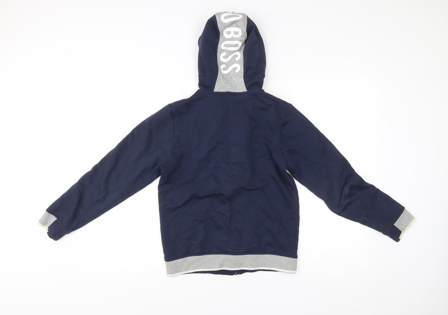 Hugo Boss Boys Blue Full Zip Hoodie 12 Years Regular Fit Logo Hoodie