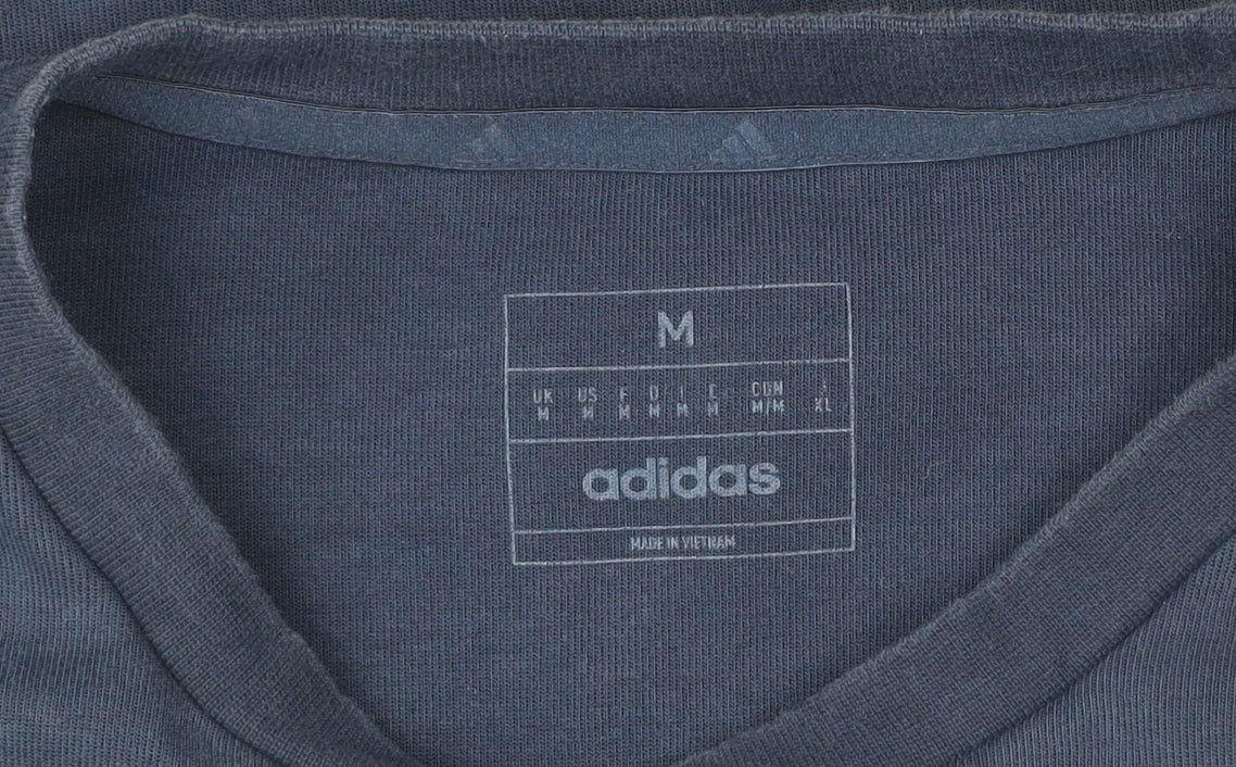 Adidas Men’s Blue Pullover Sweatshirt M Logo Crew Neck Long Sleeve