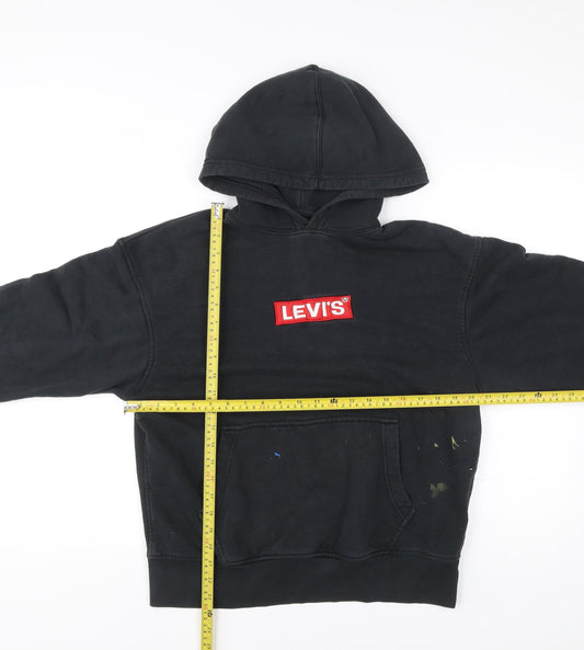 Levi's Men's Black Relaxed Fit Pullover Hoodie M Logo Fleece