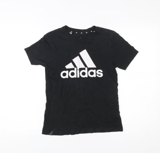 Adidas Boys Black Logo T-Shirt 11-12 Years Short Sleeve Sports Top