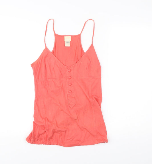 Diesel Womens Pink Cotton Spaghetti Strap V-Neck Tank Top M