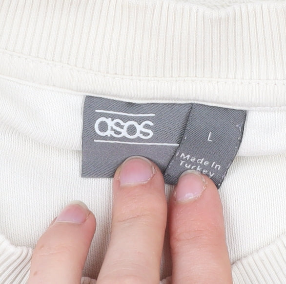 Additional view of ASOS Men’s Beige Crew Neck Pullover Sweatshirt, size L