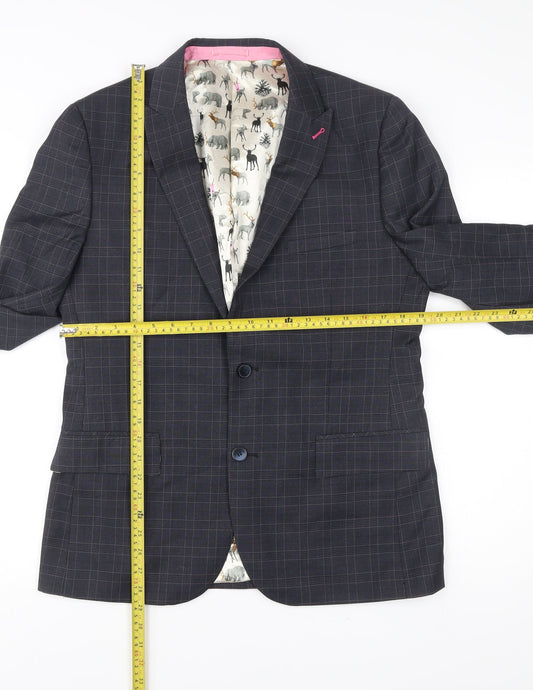 Harry Brown Men's Blue Slim Fit Check Blazer Jacket 40R