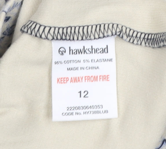 Hawkshead Womens Blue Floral Collared Pullover Jumper Size 12