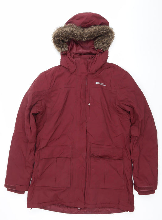Mountain Warehouse Womens Red Parka Coat Hooded UK14 Waterproof Winter