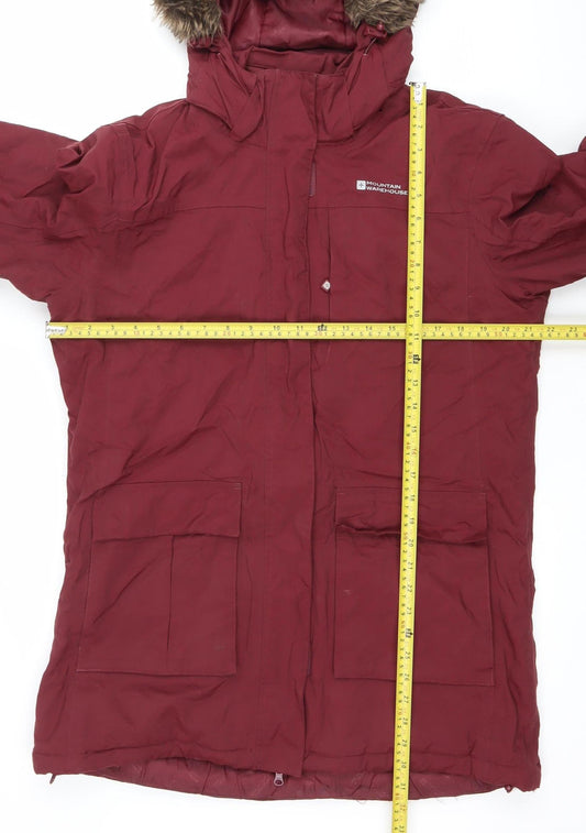 Mountain Warehouse Womens Red Parka Coat Hooded UK14 Waterproof Winter