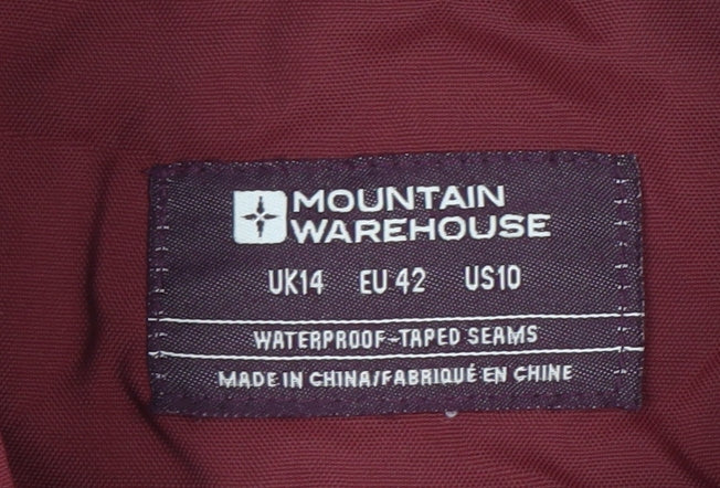Mountain Warehouse Womens Red Parka Coat Hooded UK14 Waterproof Winter