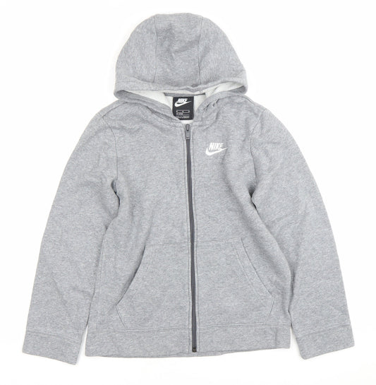 Nike Boys Grey Full Zip Hoodie Size 11-12 Years Regular Fit