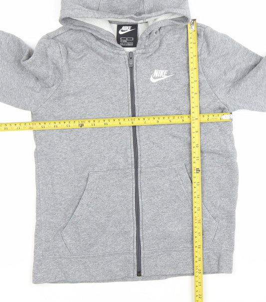 Nike Boys Grey Full Zip Hoodie Size 11-12 Years Regular Fit