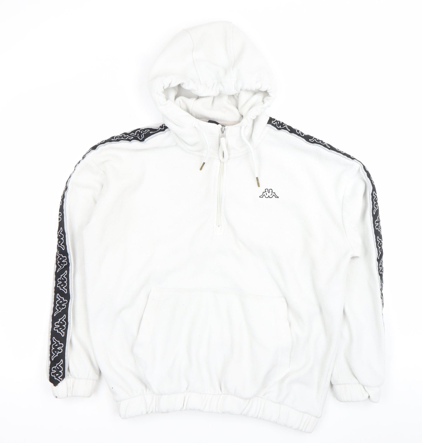 Kappa Unisex White Pullover Hoodie Fleece Large Logo Sportswear