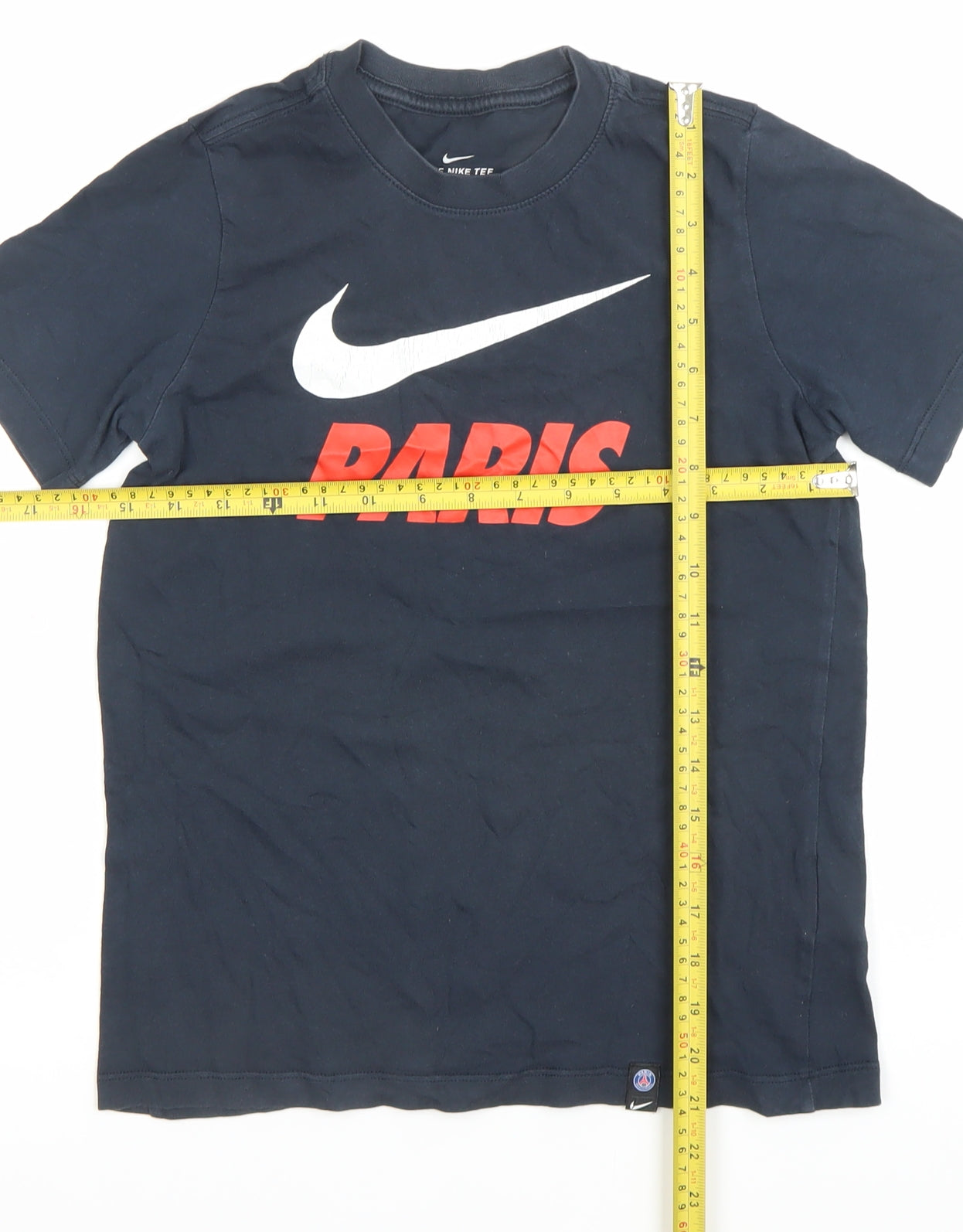 Nike Boys Black Paris Logo T-Shirt 10 Years Short Sleeve Crew Neck